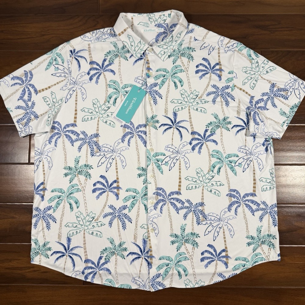 Caribbean by Roundtree Yorke Size 4XB Button Up Breeze Performance Shirt S/S